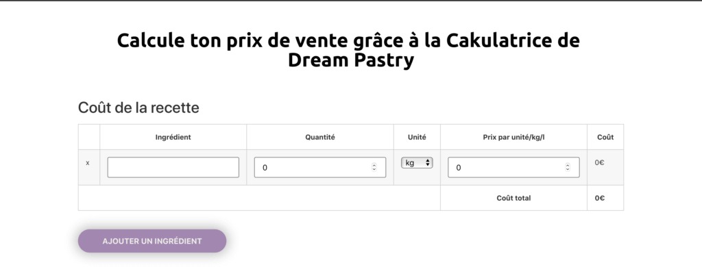 calcul prix vente pâtisserie