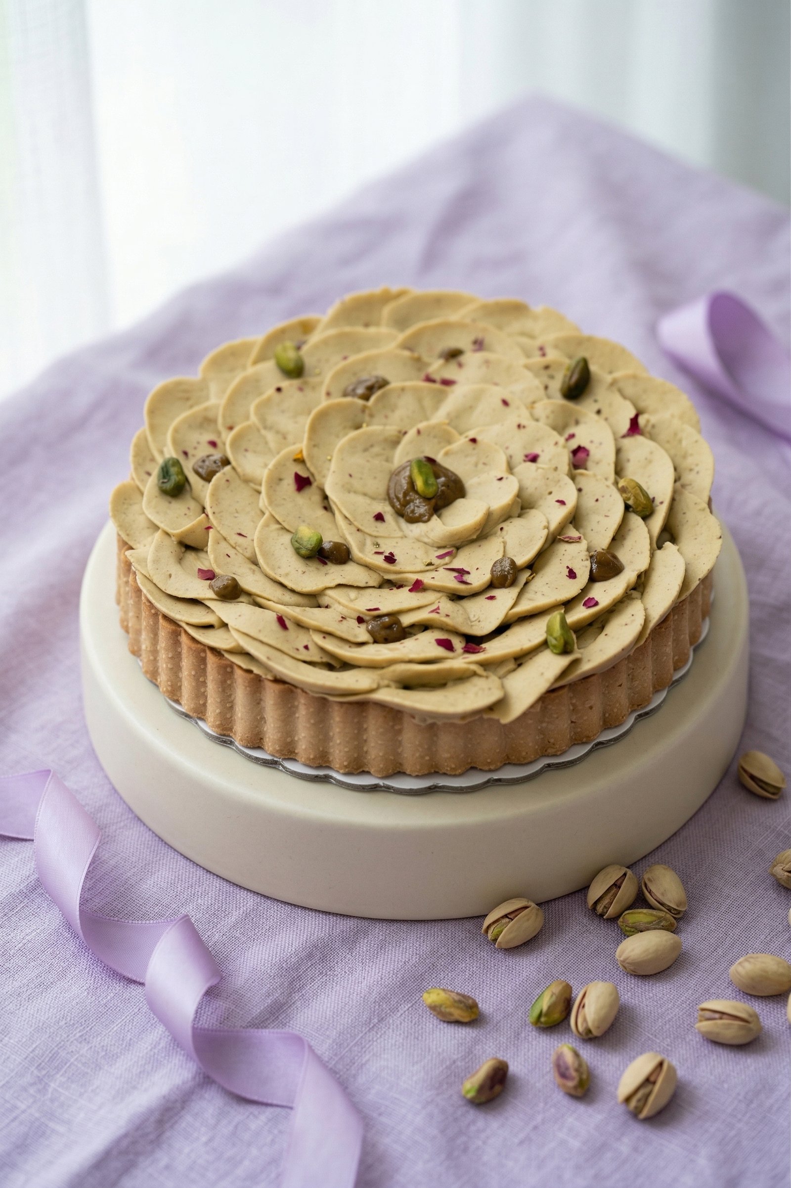 Tarte pistache fleur d'oranger préparée en atelier Dream Pastry (93)