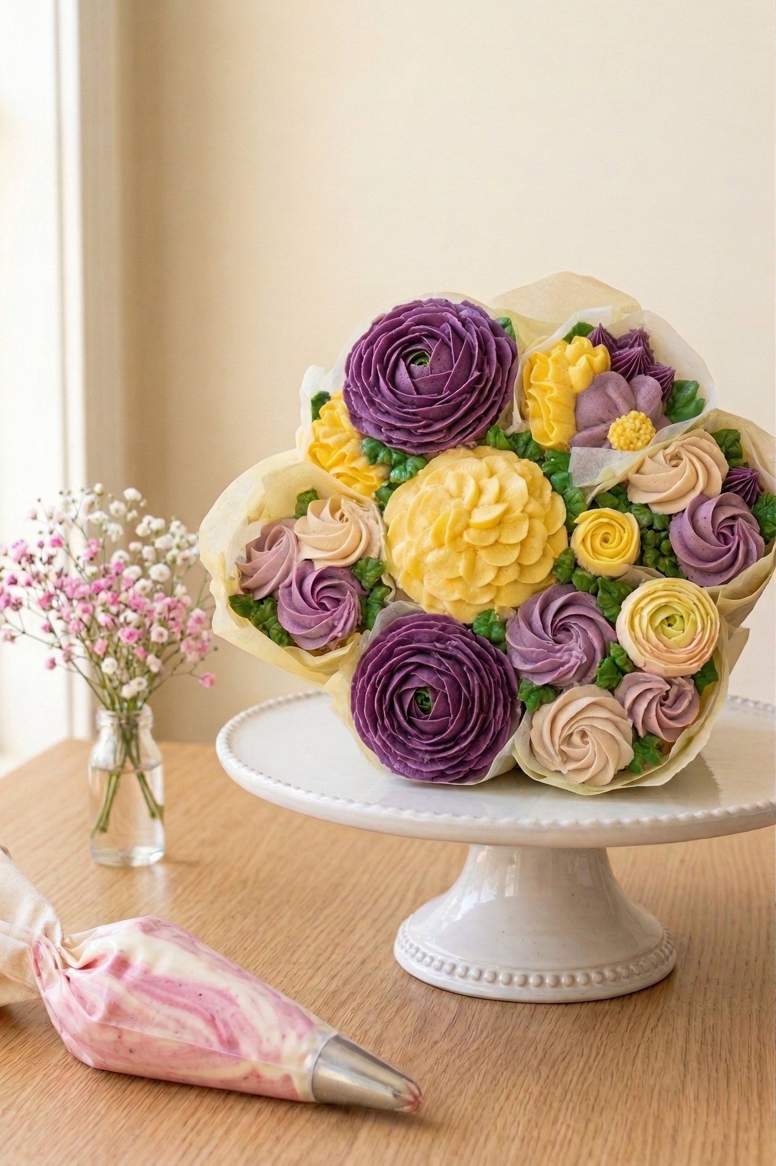 Bouquet de cupcakes décoré en atelier cake design Dream Pastry à Rosny-sous-Bois